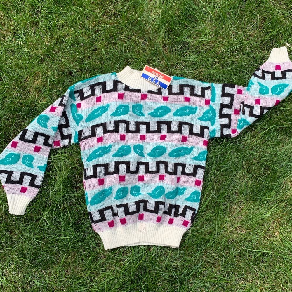 NWT Vintage 1980s Deadstock Teaser Plant Sweater - Picture 5 of 10